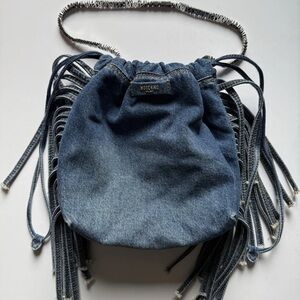 Moschino Blue Denim Fringe Bag